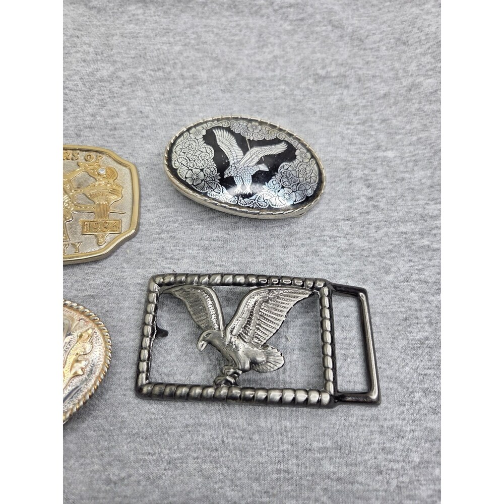 Lot of 4 American Eagle Liberty Alpaca Mexico Sturdy Belt Buckles - Picture 4 of 12